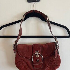 Burgundy  suede Coach purse